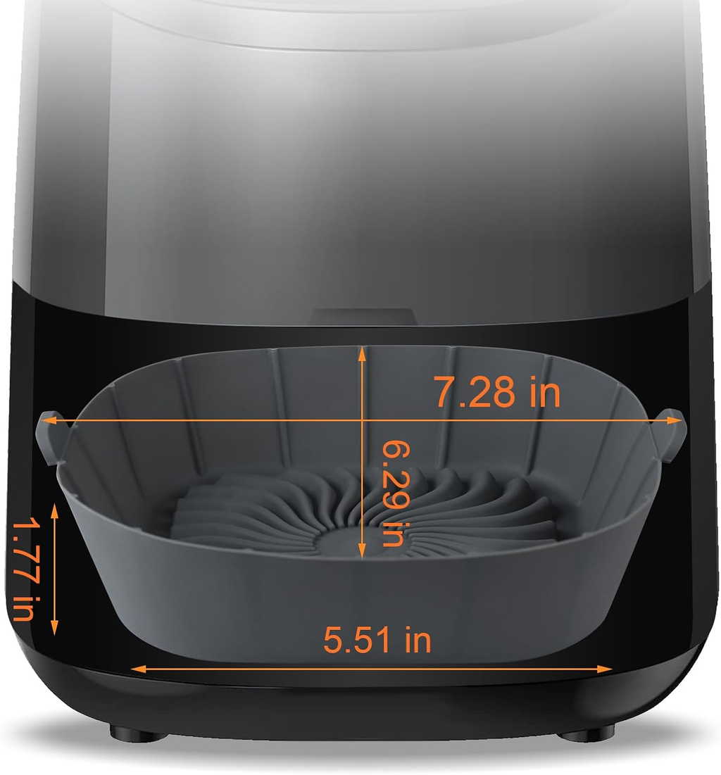 3Pack Air Fryer Silicone Liners for COSORI, Ninja, CHEFMAN and Most 1-2 Qt | Squ