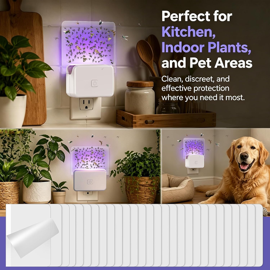 30 Pack Fly Traps Refill Cards (Refills Only) Compatible with LFSYS Plug in UV L