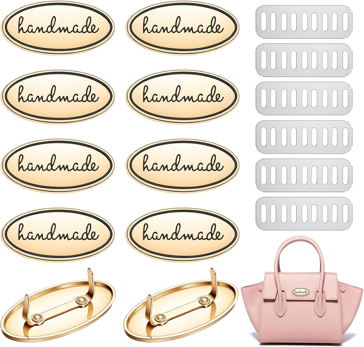 10 Sets Hand Made Tags, Alloy Oval Shape Metal Tags with Shim Crochet Tag for DI
