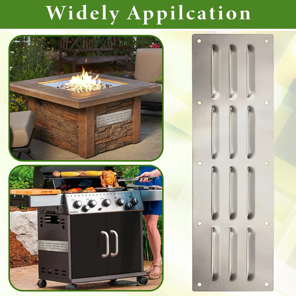 3 Pack Stainless Steel Venting Panel for Grill Accessory, Rectangle Grill Vent C