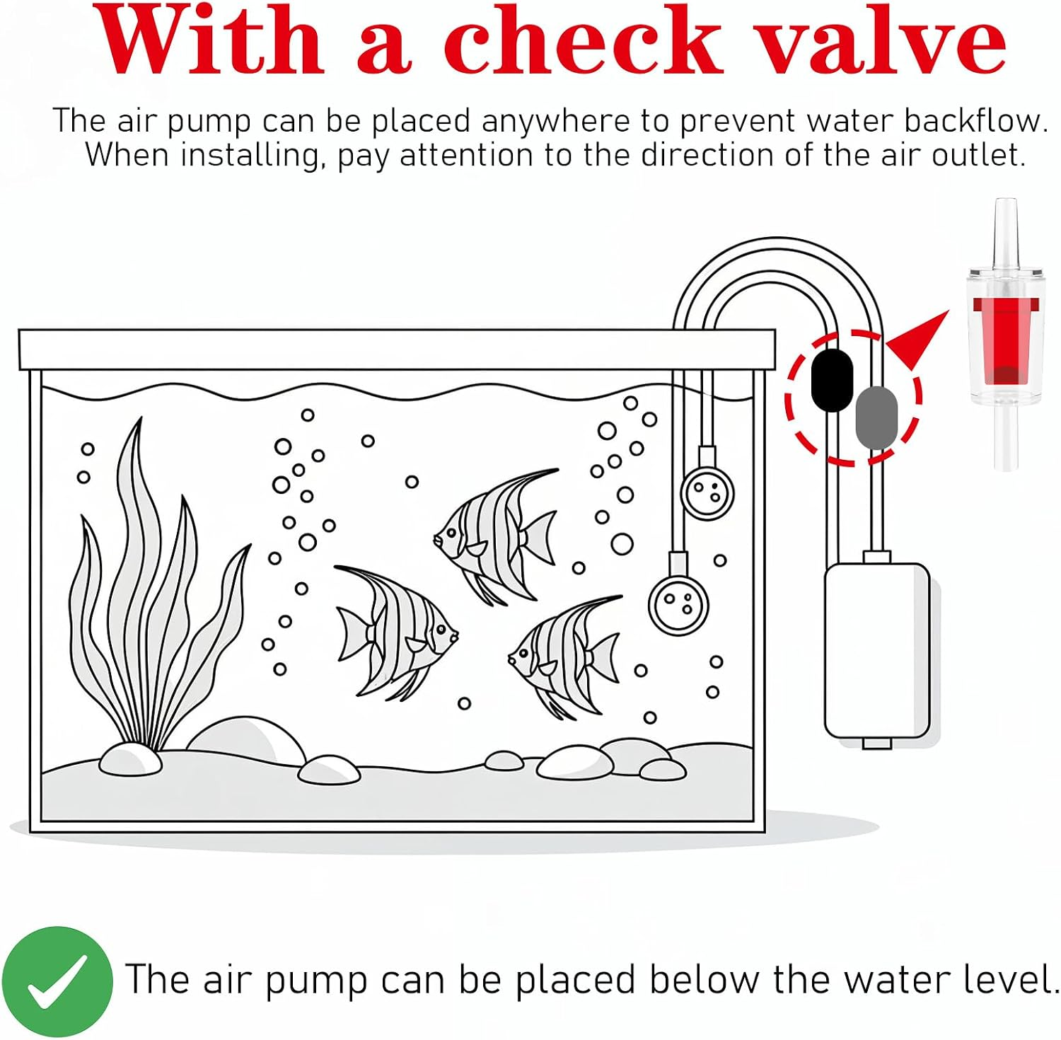 4PCS Aquarium Air Pump Connectors with Check Valve Aquarium, Y Shape 3 Way Airli