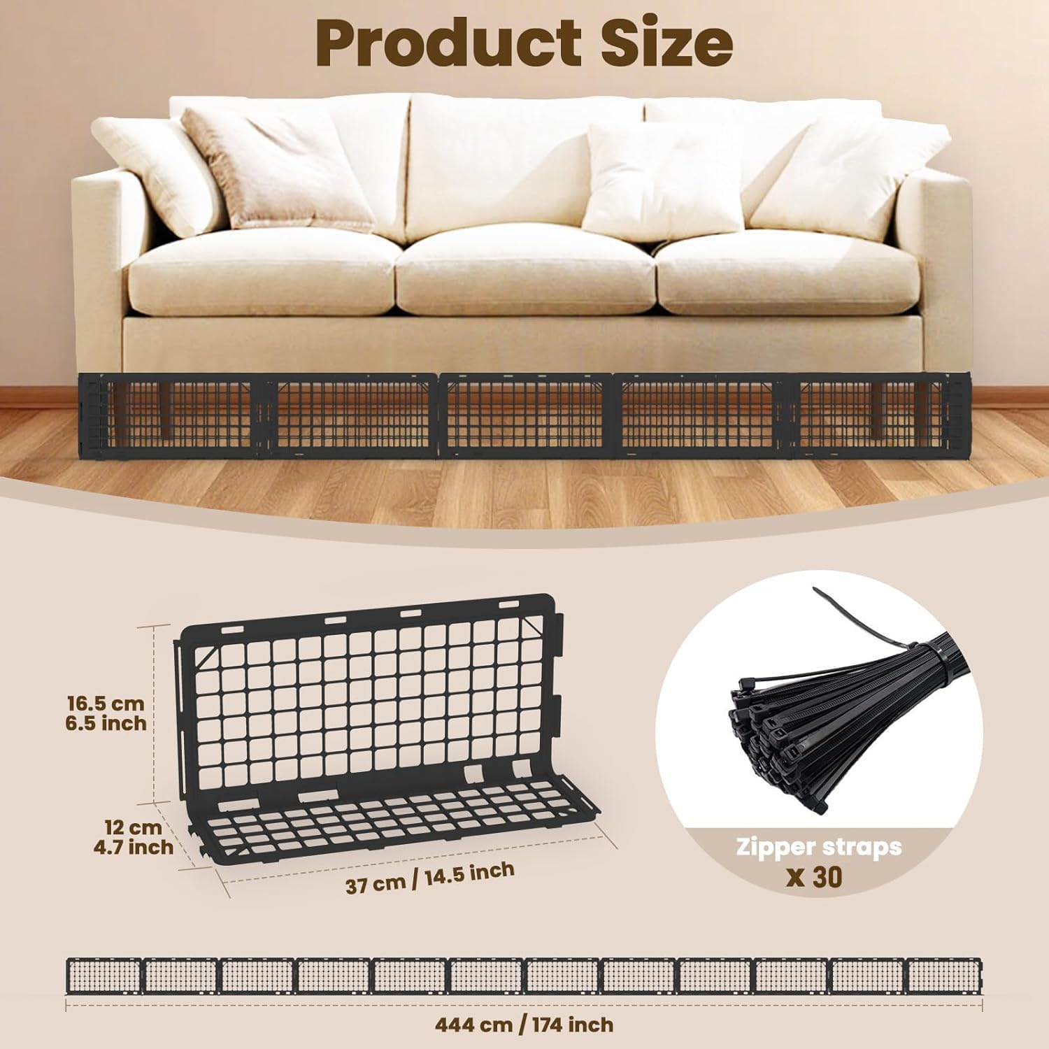 12Pcs under Couch Blocker,Under Bed Blocker for Pets,Adjustable under Furniture