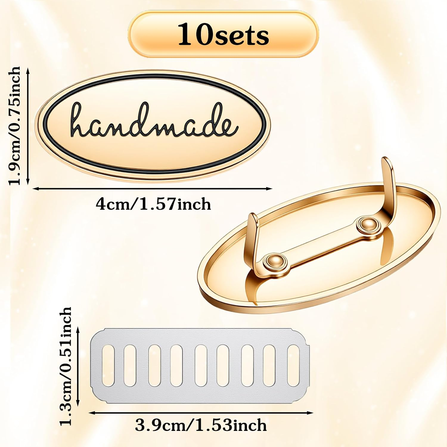 10 Sets Hand Made Tags, Alloy Oval Shape Metal Tags with Shim Crochet Tag for DI