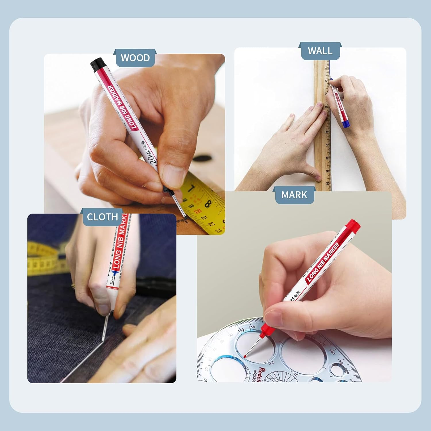 20 PCS Long Head Deep Hole Marker Pens,20Mm Long Nib Marker, Longs Nose Markers,