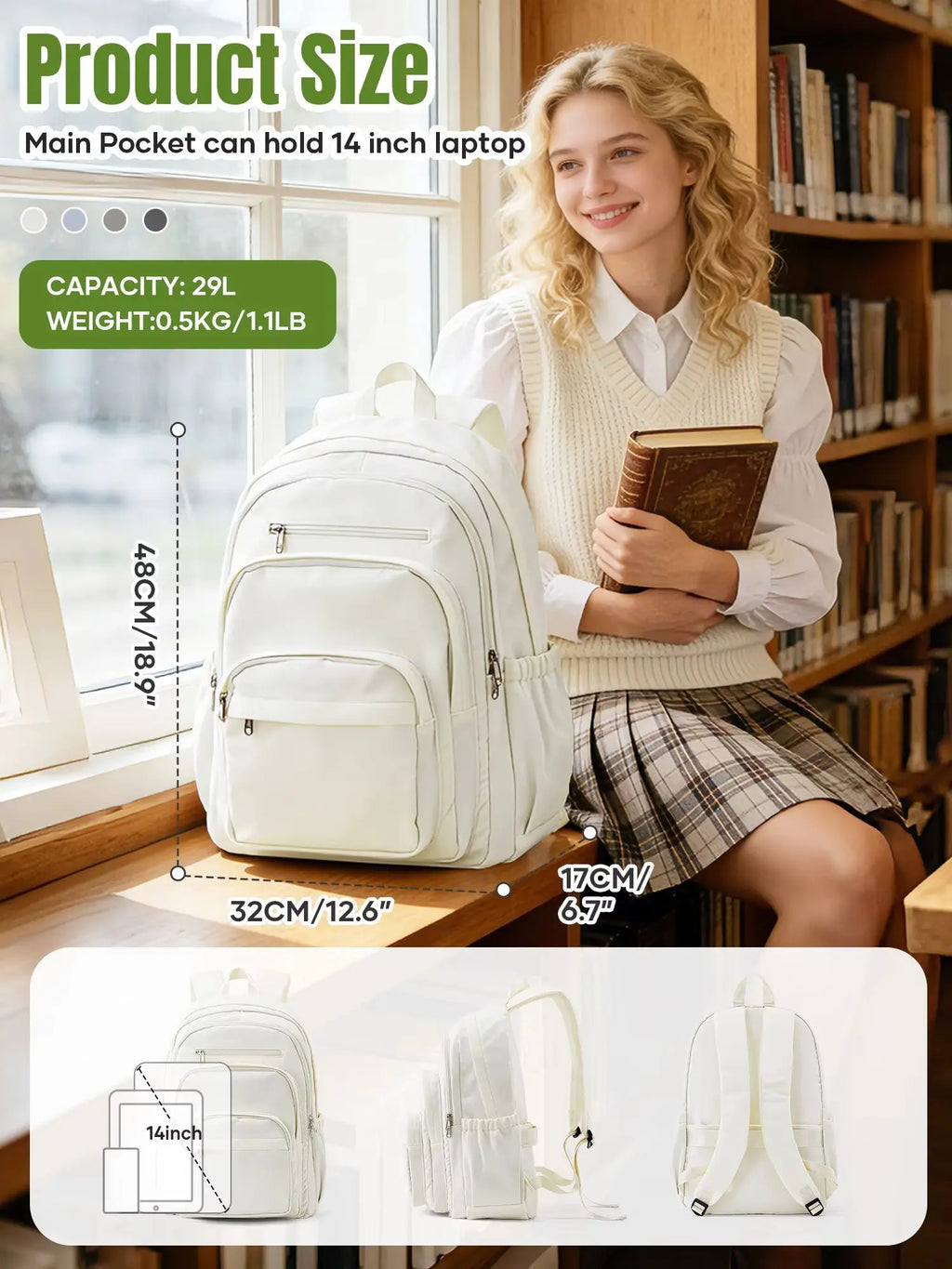 Schoolbag Female Student Junior High School Small Fresh Backpack Large Capacity High School Bag Ins Style Middle School Backpack