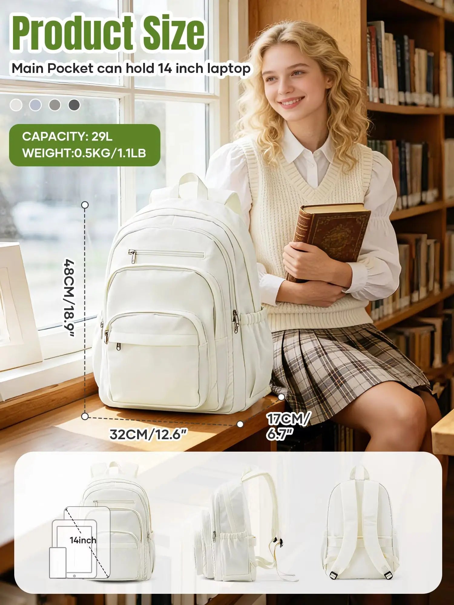 Schoolbag Female Student Junior High School Small Fresh Backpack Large Capacity High School Bag Ins Style Middle School Backpack