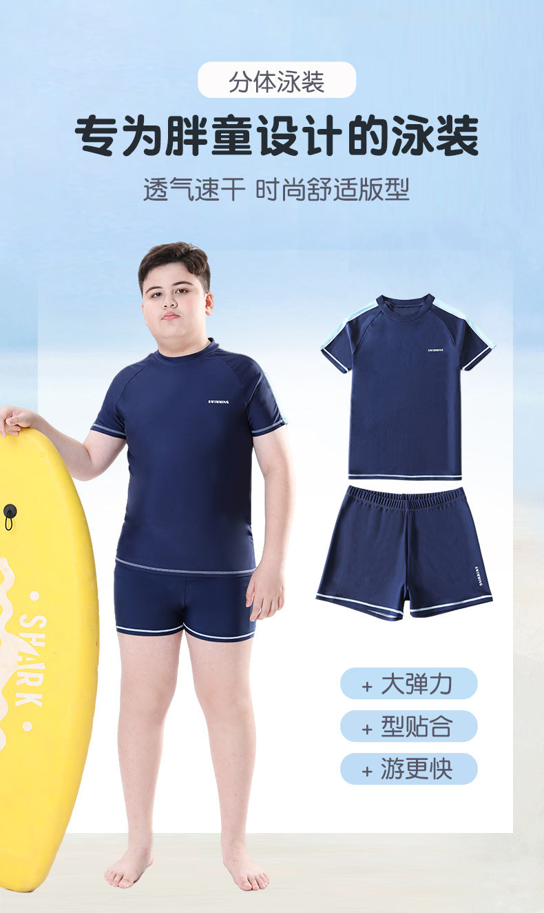 Cross-border Swimwear Children's Swimwear Foreign Trade Big Boys Split Swimwear Plus Fat Loose Quick-drying