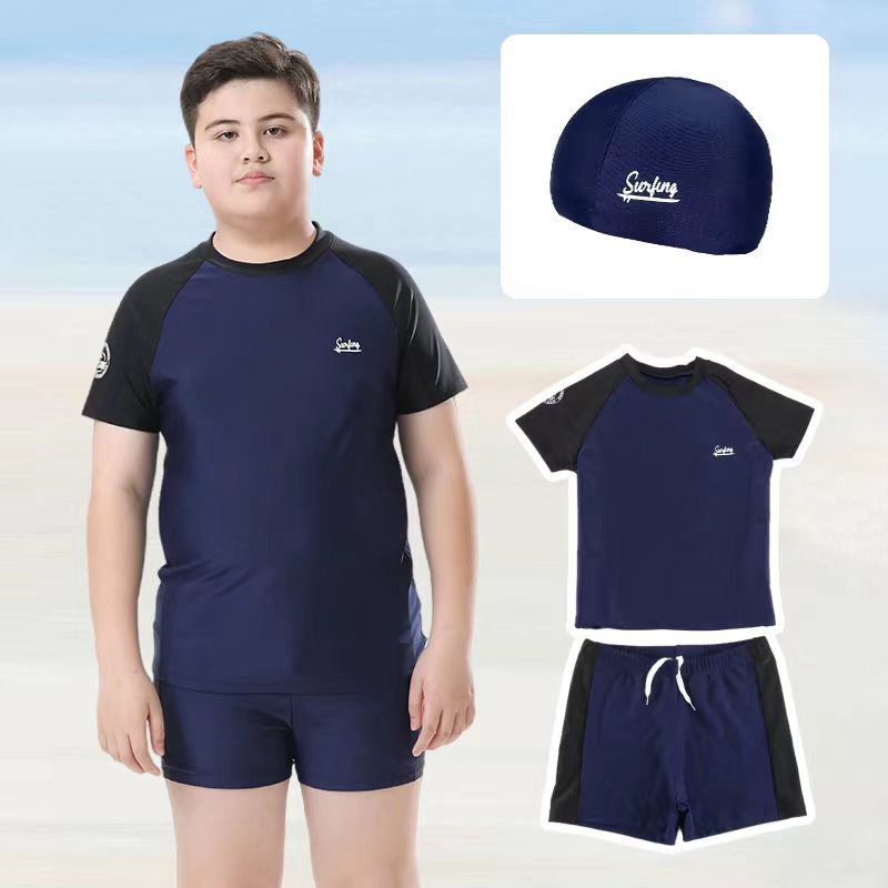 Cross-border Swimwear Children's Swimwear Foreign Trade Big Boys Split Swimwear Plus Fat Loose Quick-drying