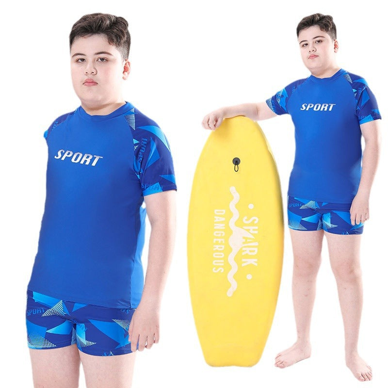 Cross-border Swimwear Children's Swimwear Foreign Trade Big Boys Split Swimwear Plus Fat Loose Quick-drying