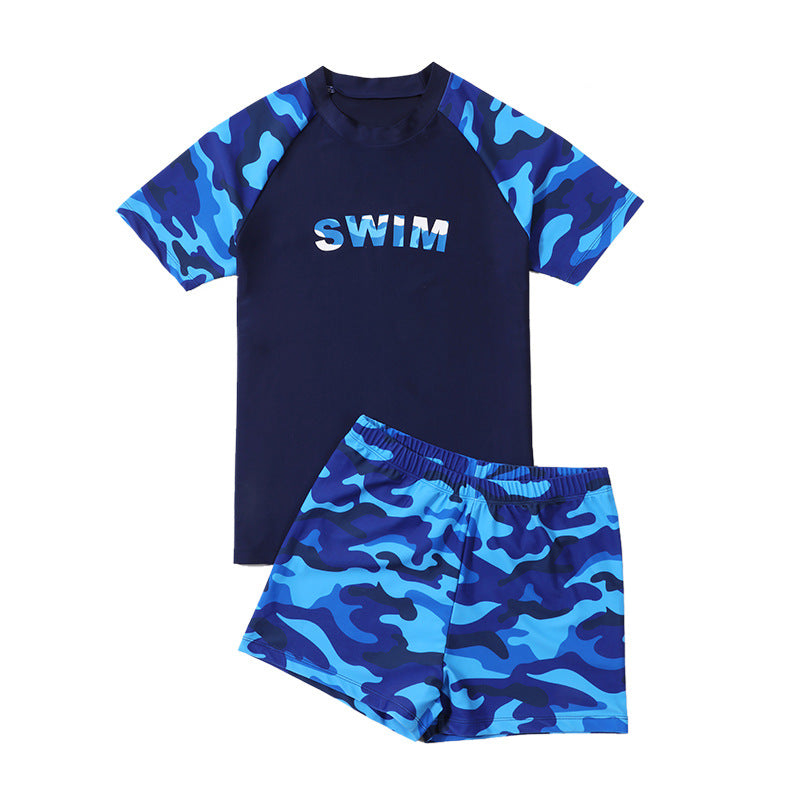 Cross-border Swimwear Children's Swimwear Foreign Trade Big Boys Split Swimwear Plus Fat Loose Quick-drying