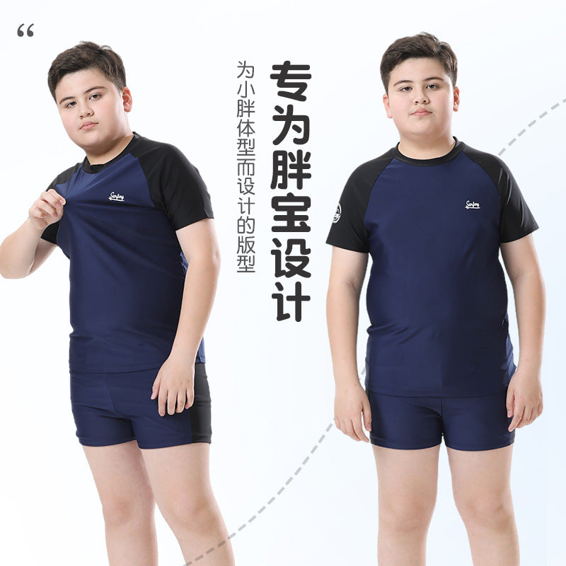 Cross-border Swimwear Children's Swimwear Foreign Trade Big Boys Split Swimwear Plus Fat Loose Quick-drying