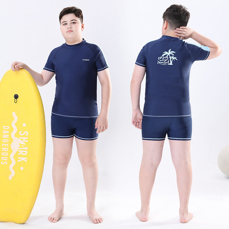 Cross-border Swimwear Children's Swimwear Foreign Trade Big Boys Split Swimwear Plus Fat Loose Quick-drying