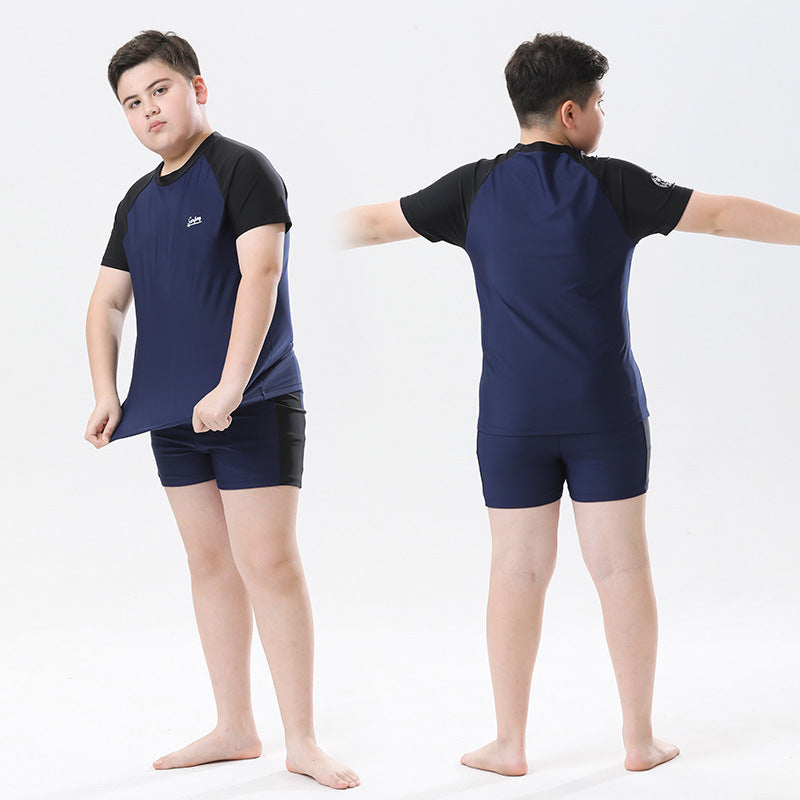 Cross-border Swimwear Children's Swimwear Foreign Trade Big Boys Split Swimwear Plus Fat Loose Quick-drying