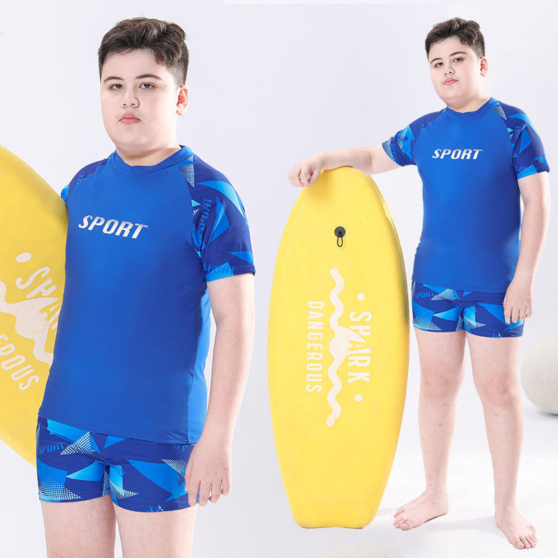 Cross-border Swimwear Children's Swimwear Foreign Trade Big Boys Split Swimwear Plus Fat Loose Quick-drying