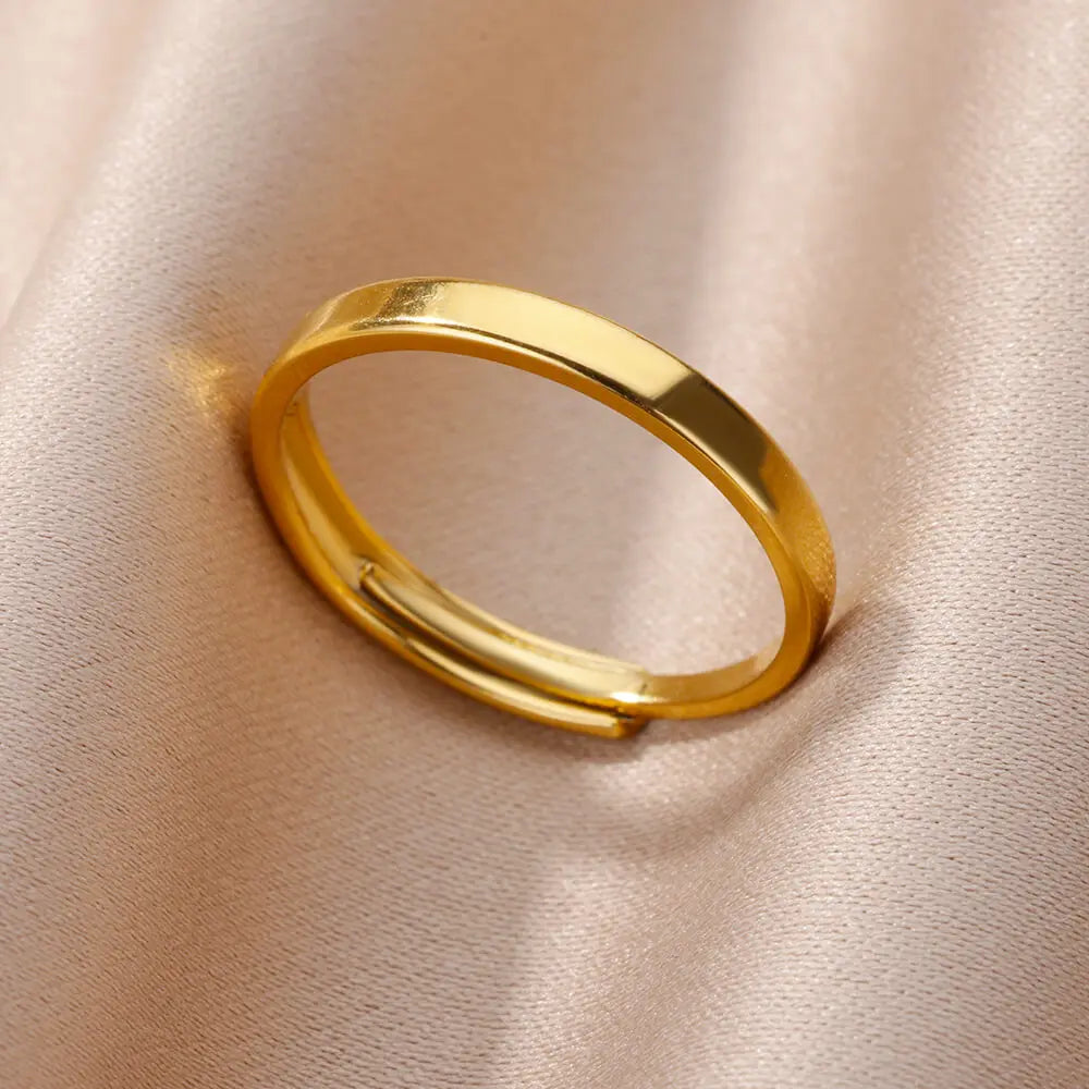Stainless Steel Rings for Women Gold Color Hollow Out Wide Open Finger Ring 2023 Trend Luxury Aesthetic Jewelry anillos mujer