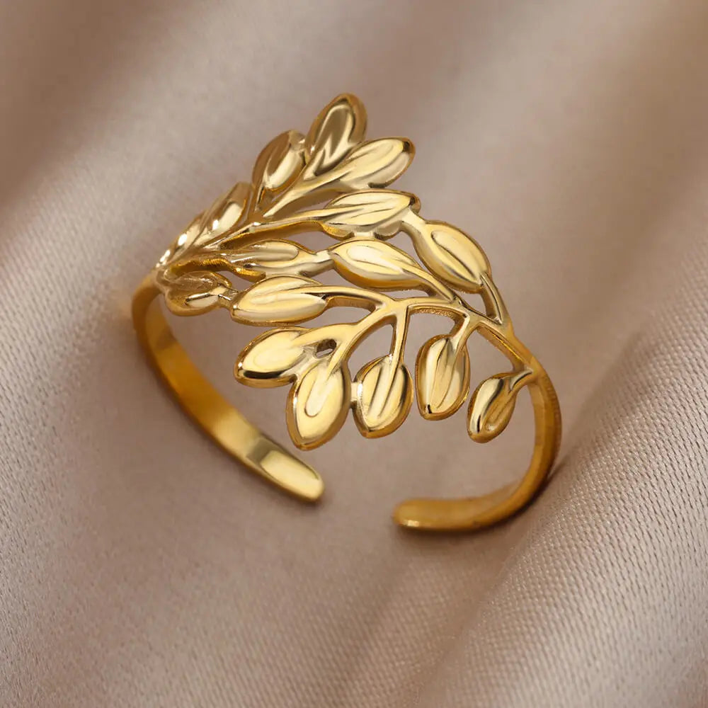 Stainless Steel Rings for Women Gold Color Hollow Out Wide Open Finger Ring 2023 Trend Luxury Aesthetic Jewelry anillos mujer
