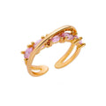 Zircon Double Layer Open Rings For Women Gold Color Adjustable Stainless Steel Ring Wedding Aesthetic Jewelry Gift Bijoux Femme