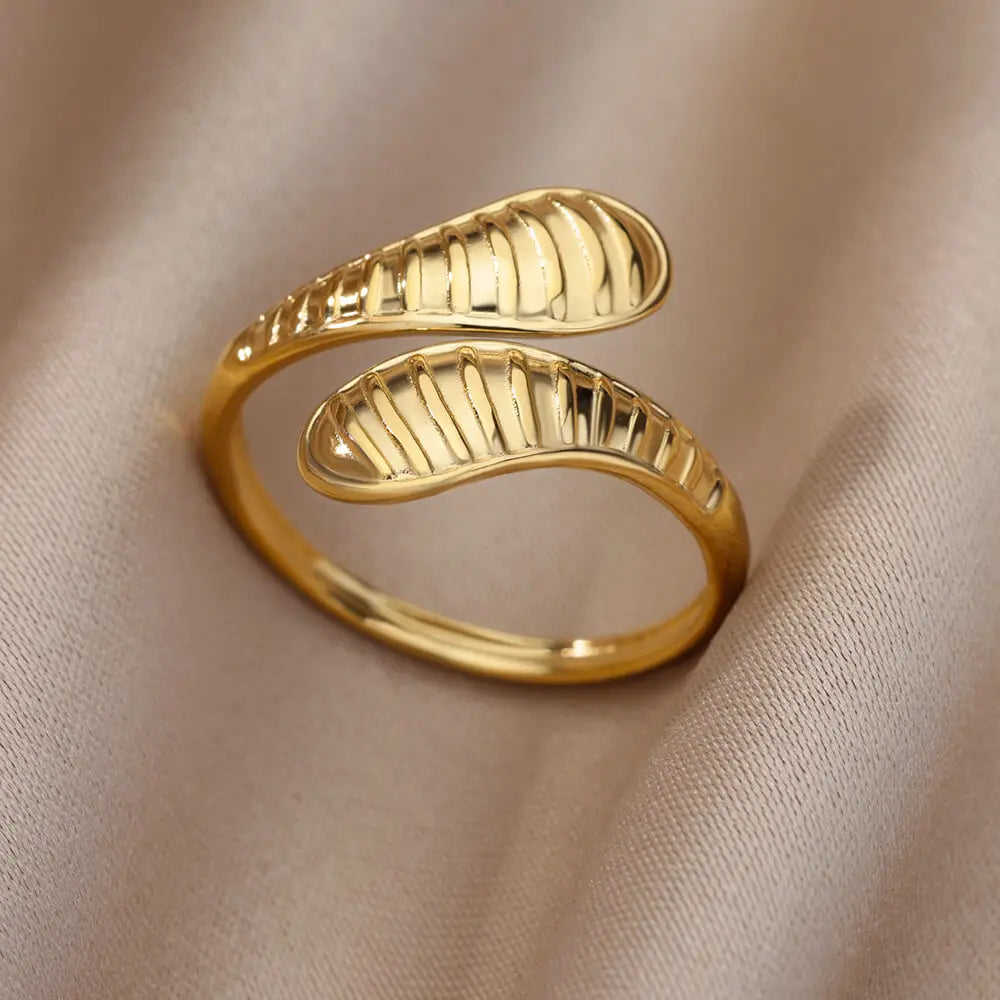 Stainless Steel Rings for Women Gold Color Hollow Out Wide Open Finger Ring 2023 Trend Luxury Aesthetic Jewelry anillos mujer