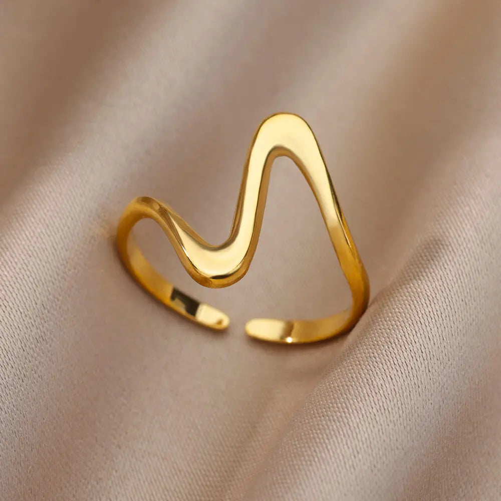 Stainless Steel Rings for Women Gold Color Hollow Out Wide Open Finger Ring 2023 Trend Luxury Aesthetic Jewelry anillos mujer
