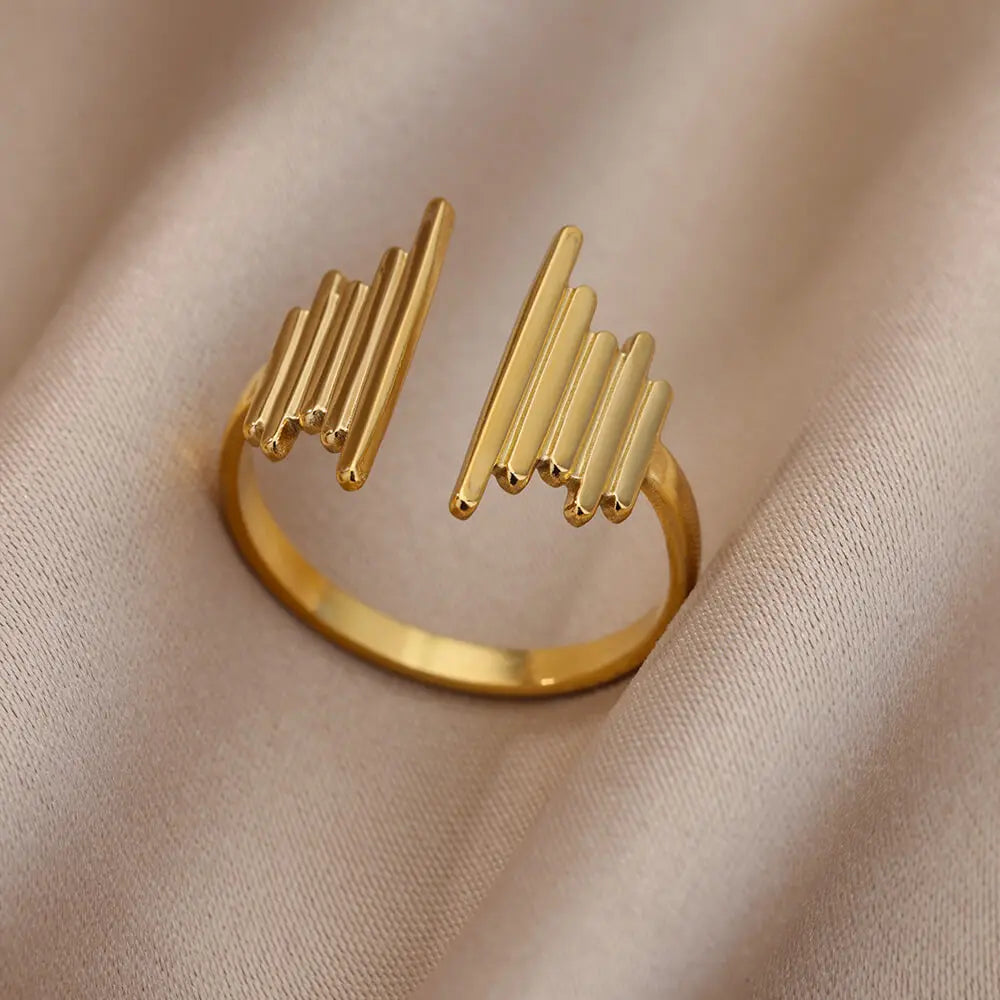 Stainless Steel Rings for Women Gold Color Hollow Out Wide Open Finger Ring 2023 Trend Luxury Aesthetic Jewelry anillos mujer