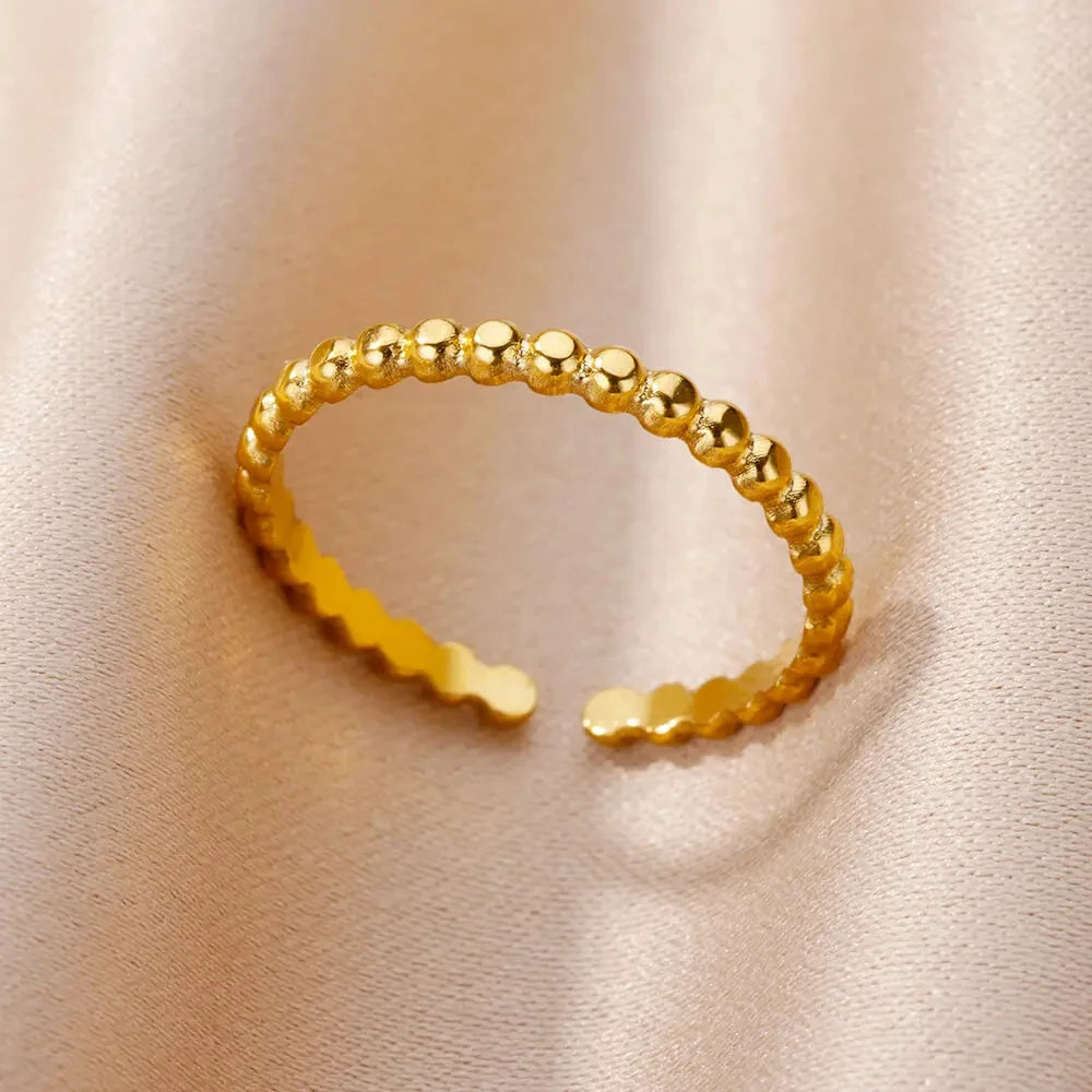 Stainless Steel Rings for Women Gold Color Hollow Out Wide Open Finger Ring 2023 Trend Luxury Aesthetic Jewelry anillos mujer
