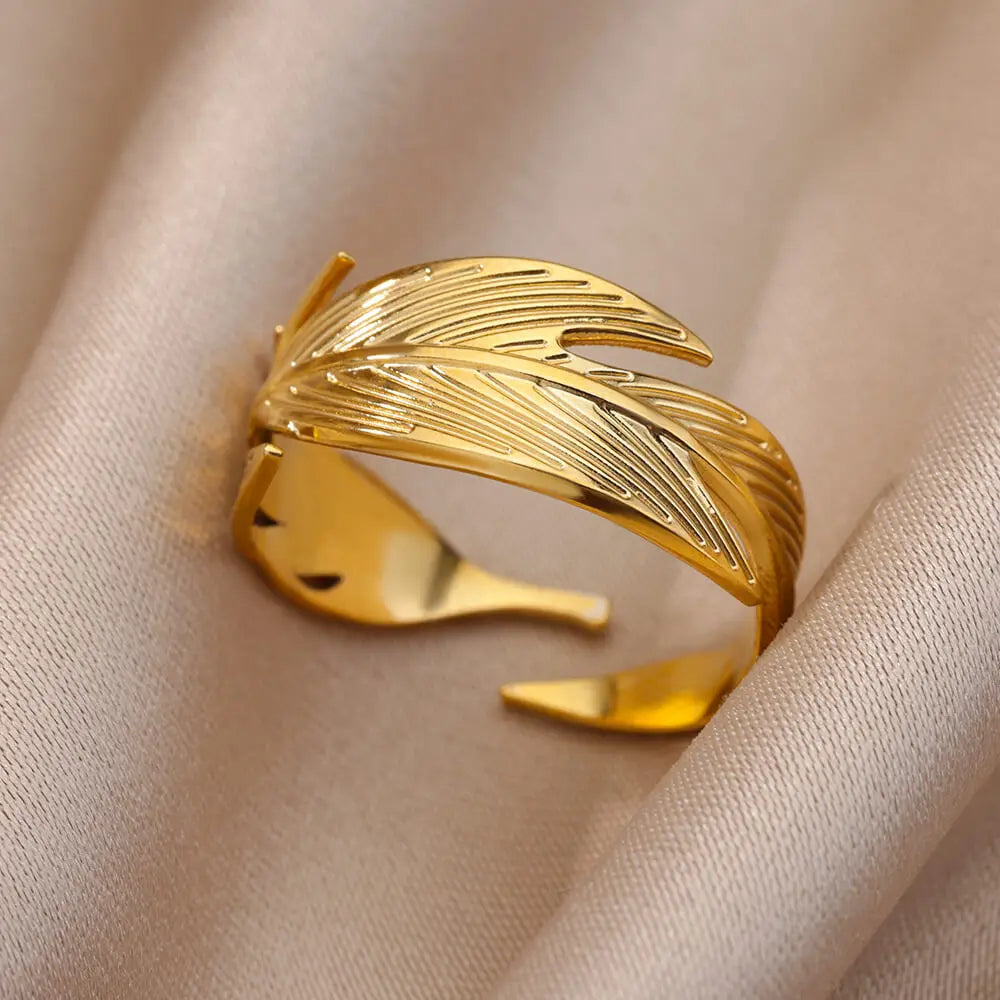 Stainless Steel Rings for Women Gold Color Hollow Out Wide Open Finger Ring 2023 Trend Luxury Aesthetic Jewelry anillos mujer