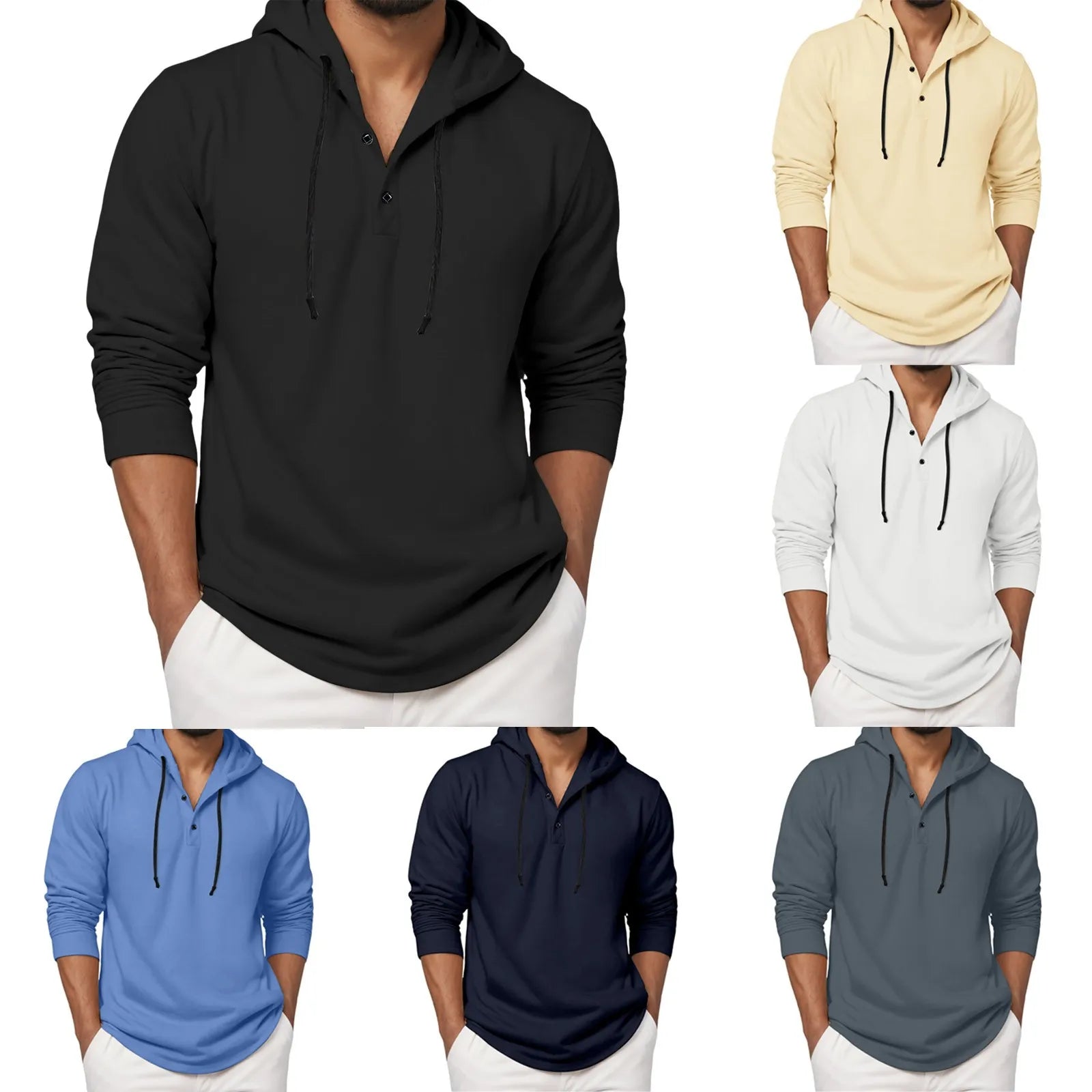 Men'S Hoodie Long Sleeve Button Shirt Casual Beach Yoga Sweatshirt Oversized Hoodie Sweatshirts Casual Shirts For Male Loose