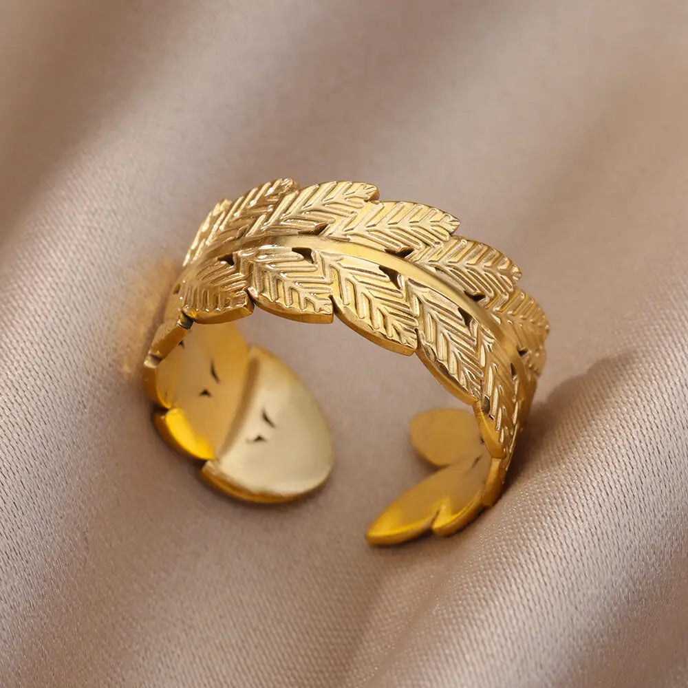 Stainless Steel Rings for Women Gold Color Hollow Out Wide Open Finger Ring 2023 Trend Luxury Aesthetic Jewelry anillos mujer
