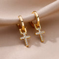 Stainless Steel Zircon Cross Dangle Earrings For Women Girls Cross Earring 2023 Trending Couple Wedding Aesthetic Jewelry  Gifts