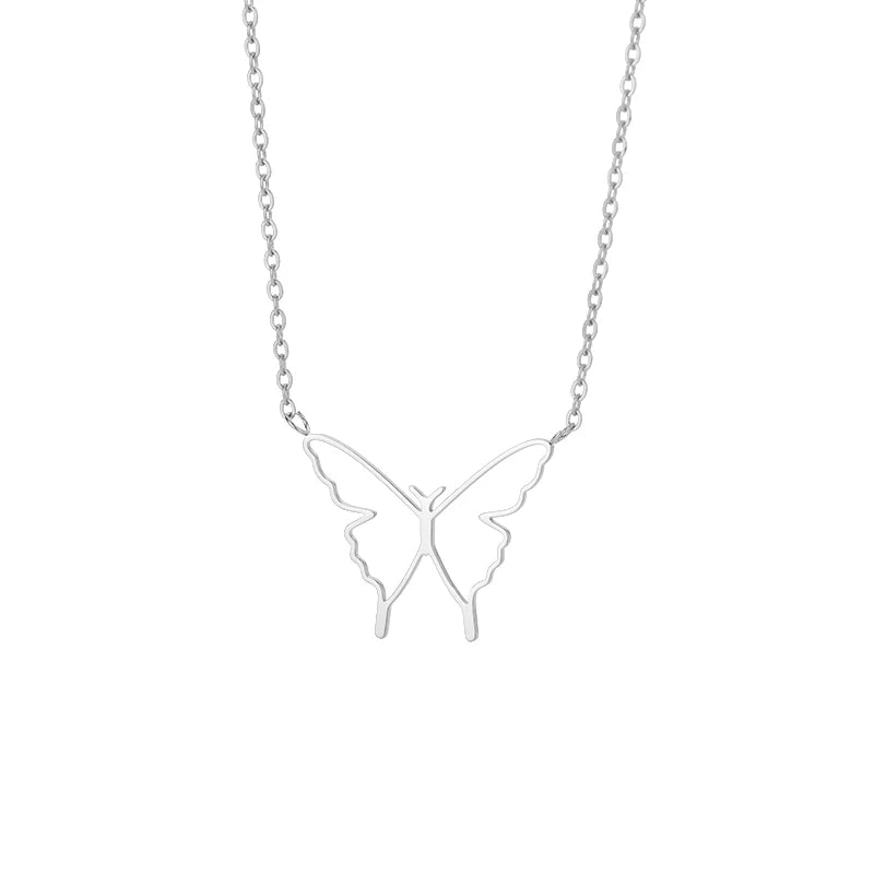 Crystal Butterfly Necklaces For WomenStainless Steel Crystal Purple Butterfly Charm Chain Choker Necklace Aesthetic Jewelry Gift