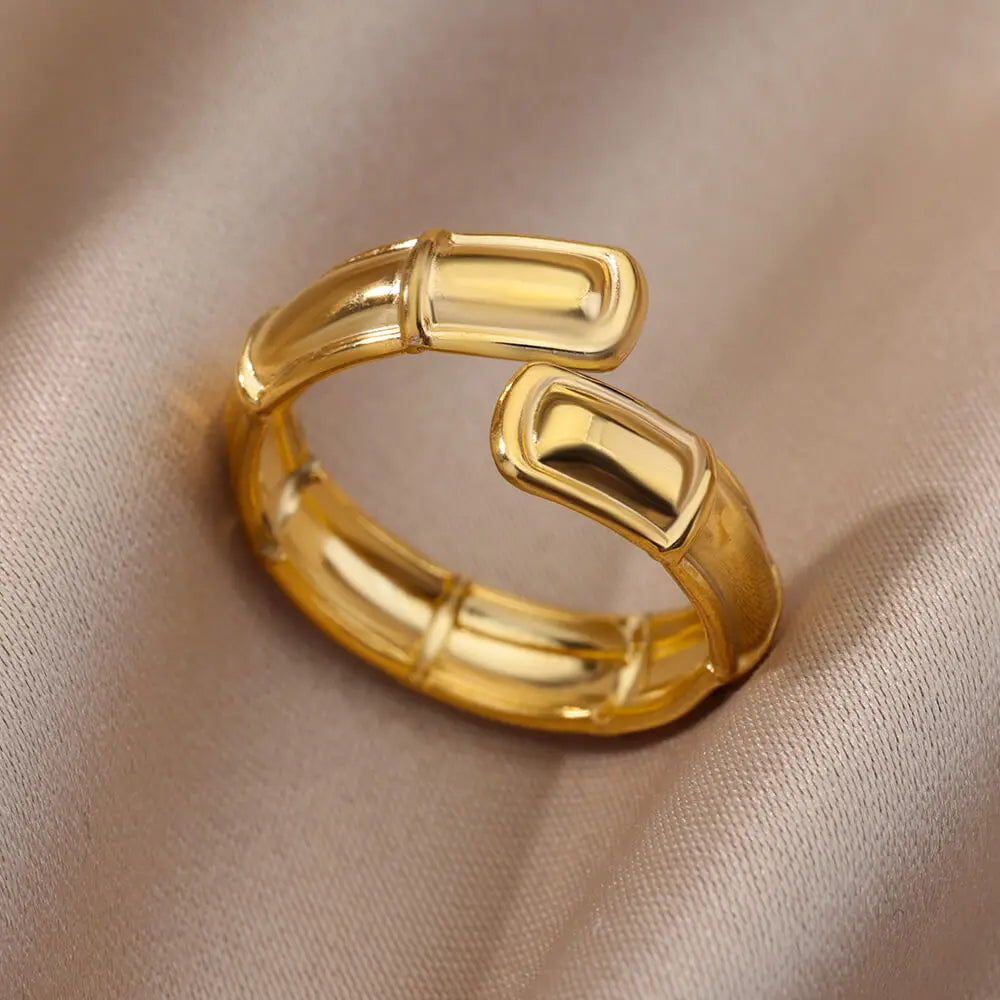 Stainless Steel Rings for Women Gold Color Hollow Out Wide Open Finger Ring 2023 Trend Luxury Aesthetic Jewelry anillos mujer