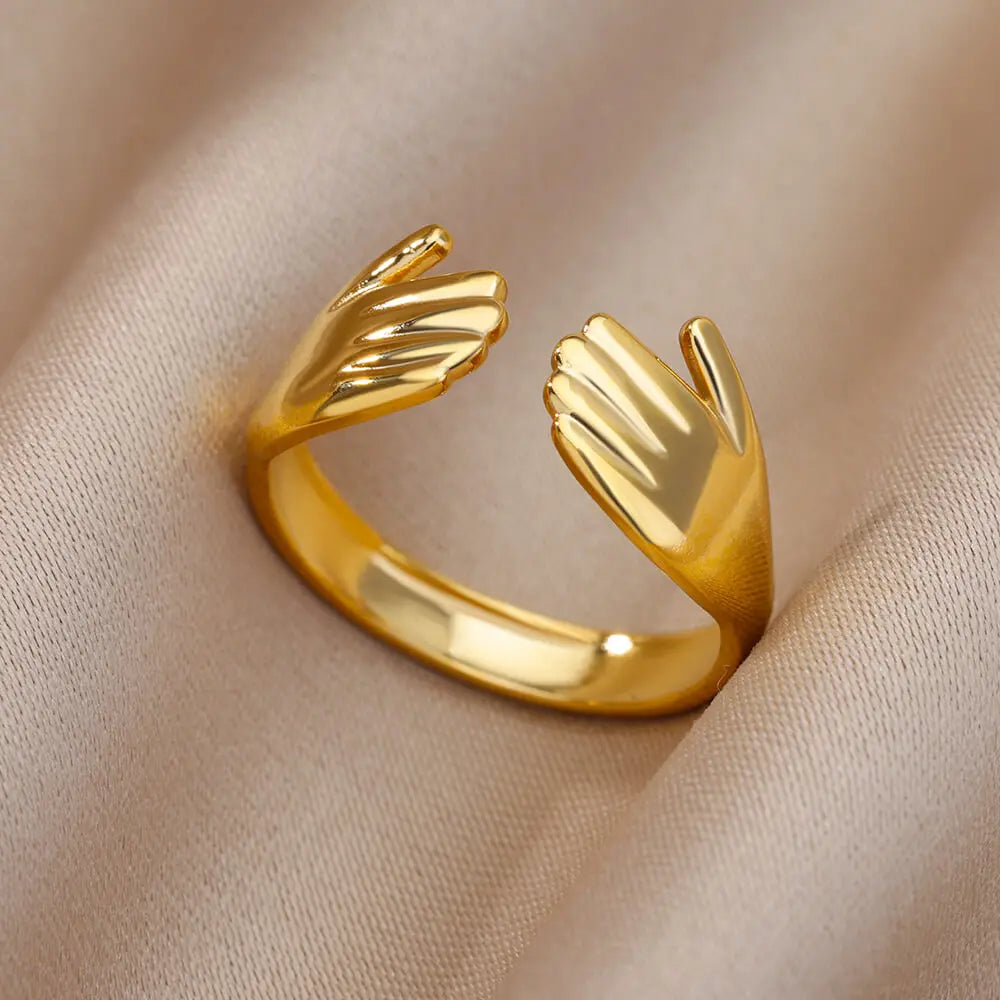 Stainless Steel Rings for Women Gold Color Hollow Out Wide Open Finger Ring 2023 Trend Luxury Aesthetic Jewelry anillos mujer